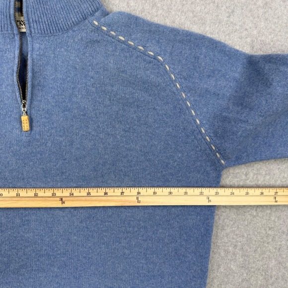 Monsieur Balmain Sweater Mens 52 Blue Wool Cashmere Quarter Zip Made in Italy - Picture 10 of 12